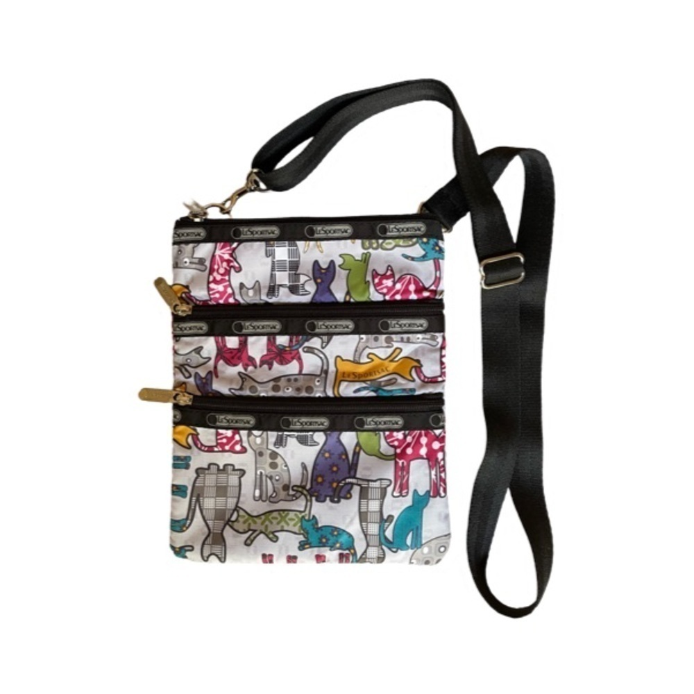 RARE LeSportSac Cats 3-Zip Adjustable Crossbody Bag